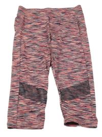 Neónově ružovo-sivo-biele melírované športové crop legíny Yigga