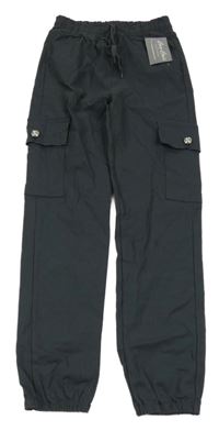 Nové - Antracitové cargo cuff kalhoty 