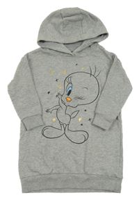 Sivé teplákové šaty s Tweetym a kapucí - Looney Tunes