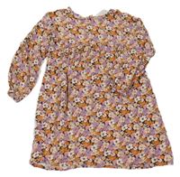 Hnedo-lila-oranžovo-béžové kvetované ľahké šaty H&M