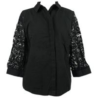 Dámská černá halenka s krajkovými rukávy TU 