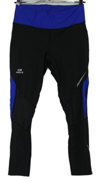 Dámske čierno-zafírové športové funkčné legíny Kalenji