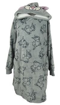 Dámska sivá plyšová oversized domáceá mikina s kapucí - kráíček Disney