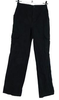 Dámské černé plátěné cargo kalhoty s kapsami Ruby 