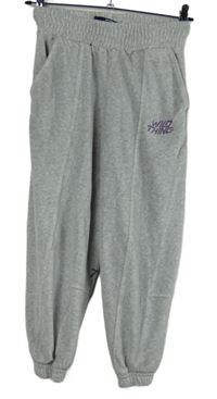 Dámske sivé zamatové cuff tepláky Bershka