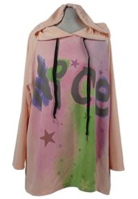 Dámska ružová mikina s potlačou a kapucňou