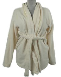 Dámsky smotanový plyšový krátky župan s opaskom M&S