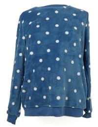 Nové - Dámská modrá puntíkovaná plyšová mikina Dunnes 