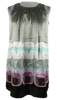 Dámska sivo-světlemodro-fialová vzorovaná saténová tunika Manguun