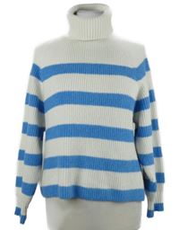 Dámský bílo-modrý pruhovaný svetrový rolák zn MNG 