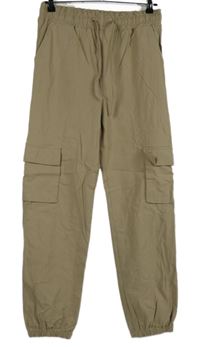 Dámské béžové šusťákové cargo kalhoty s kapsami Quiz 