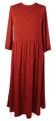 Dámské červené puntíkované žabičkové midi šaty Damart 