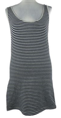 Dámske tmavomodro-sivé pruhované bavlnené šaty Papaya