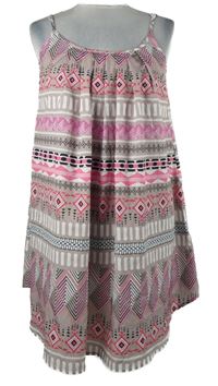 Dámske hnedo-ružovo-biele vzorované šaty Emery Rose