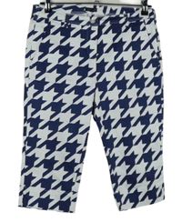Dámské tmavomodro-bílé vzorované capri golfové kalhoty 