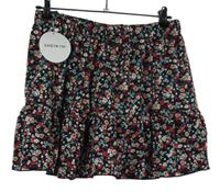 Nové - Dámská černo-barevná kytičkovaná sukně Shein 