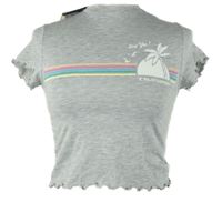 Nové - Dámske sivé crop tričko s palmou Primark