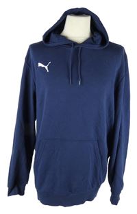 Pánská tmavomodrá mikina s logem a kapucí Puma 