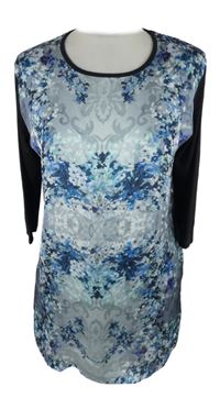 Dámská modro-černá květovaná tunika 