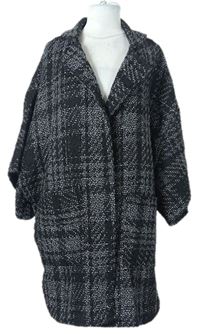 Dámsky čierno-sivý vzorovaný pletený kabát