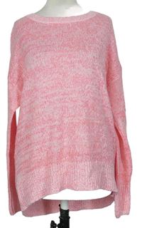 Dámsky ružový melírovaný voľné ý sveter New Look