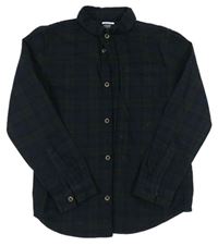 Tmavomodro-khaki-černá kostkovaná flanelová košile F&F