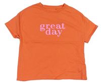 Oranžové tričko s nápisom Next