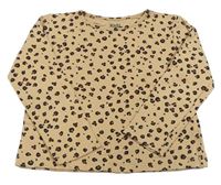 Béžové rebrované crop tričko s leopardím vzorom M&Co.