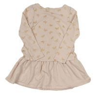 Svetloružové teplákovo/bavlněné šaty s motýlikmi H&M