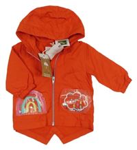 -Nové Červená šušťáková jarná bunda s obrázkami a kapucňou zn. Next