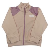 Světlerůžovo-fialová sportovní propínací mikina s logem Puma