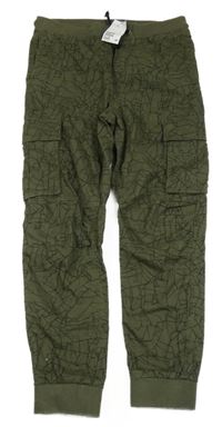 Nové - Khaki vzorované plátěné cargo kalhoty H&M