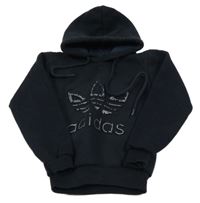 Tmavomodrá mikina s logem Adidas a kapucňou