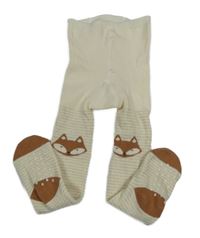 Smetanové pruhované zateplené punčocháče s liškou Primark