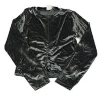 Tmavosivé zamatové crop tričko Zara