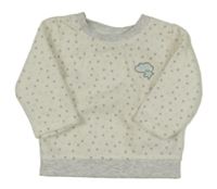 Biela bodkovaná á fleecová mikina s nášivkou Ergee