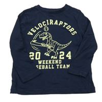 Tmavomodré tričko s dinem a nápisom M&S