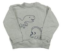 Svetlosivá melírovaná mikina s dinosaurami M&S