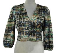 Dámska farebná vzorovaná crop saténová blúzka Vero Moda