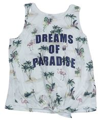 Biely top s nápisom a palmami H&M