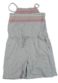 Sivý bavlnený letný overal so žabičkováním Nutmeg