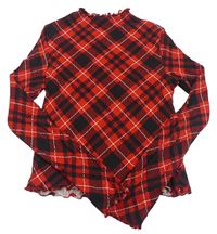 Červeno-čierno-biele kárované crop tričko H&M