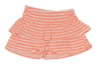 Neónově oranžovo-biela pruhovaná bavlnená sukňa H&M