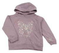 Pudrově fialová mikina s motýlom a kapucňou Primark