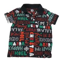 Černo-zeleno-červené polo tričko s nápisy Nutmeg