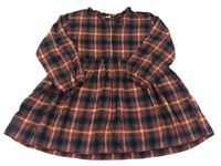 Zeleno-růžovo-rezavé kostkované úpletové šaty s límečkem Next