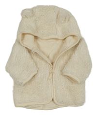 Smetanová chlupatá propínací mikina s kapucí H&M