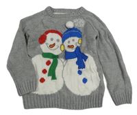 Sivý sveter so sněhuláky Tu