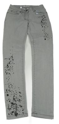 Šedé skinny rifle s kaňkami John Baner