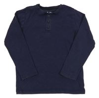 Tmavomodré tričko s gombíky Tu